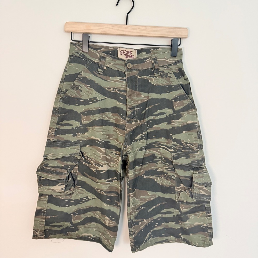 VTG GS-115 Low Rise Camouflage Cargo Shorts Y2K Streetwear Long Kids SZ 14